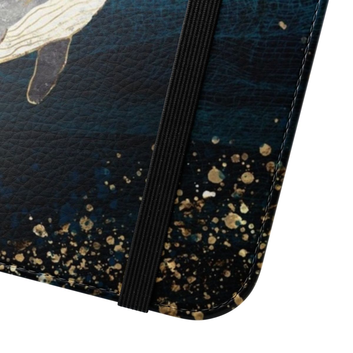 Whale-themed flip cover phone case with a contemporary, abstract design - Close Up