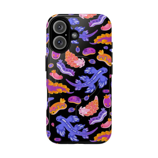 Colorful sea slug or nudibranch design on a durable magnetic phone case