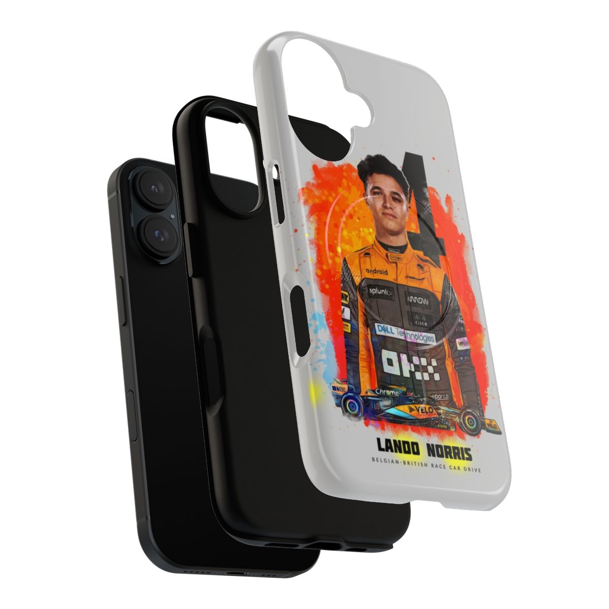 Durable phone case with Lando Norris-inspired design for Formula 1 motorsports enthusiasts - Layers