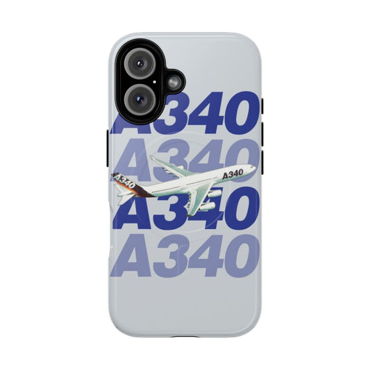 Airbus A340 aircraft in flight, phone case with aviation photography