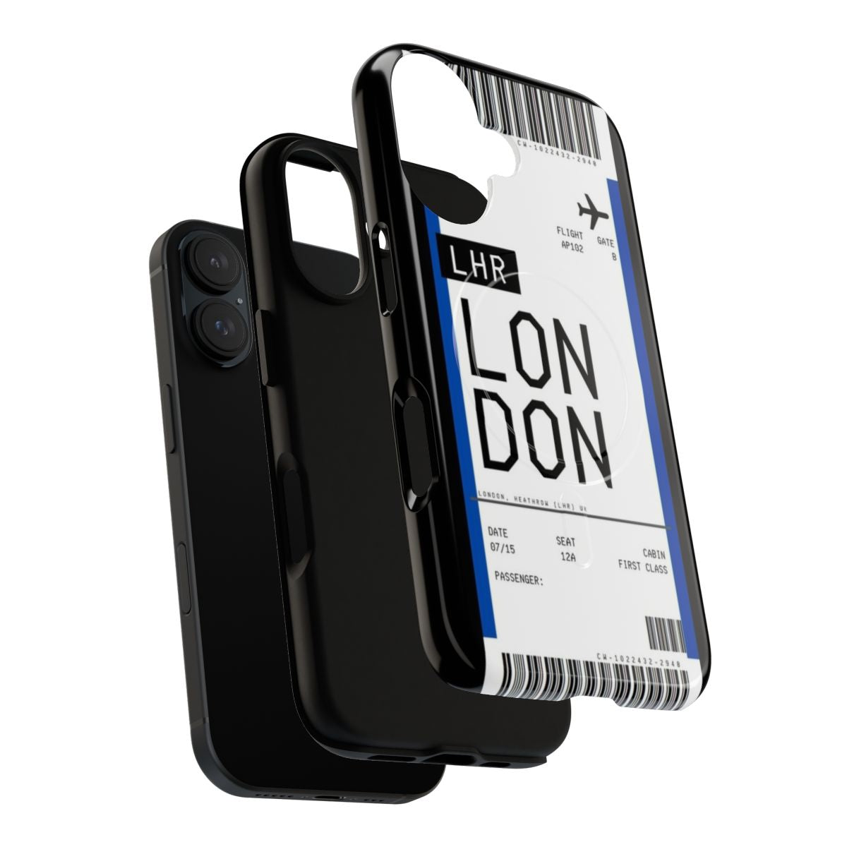 London-inspired boarding pass graphic phone case - Layers