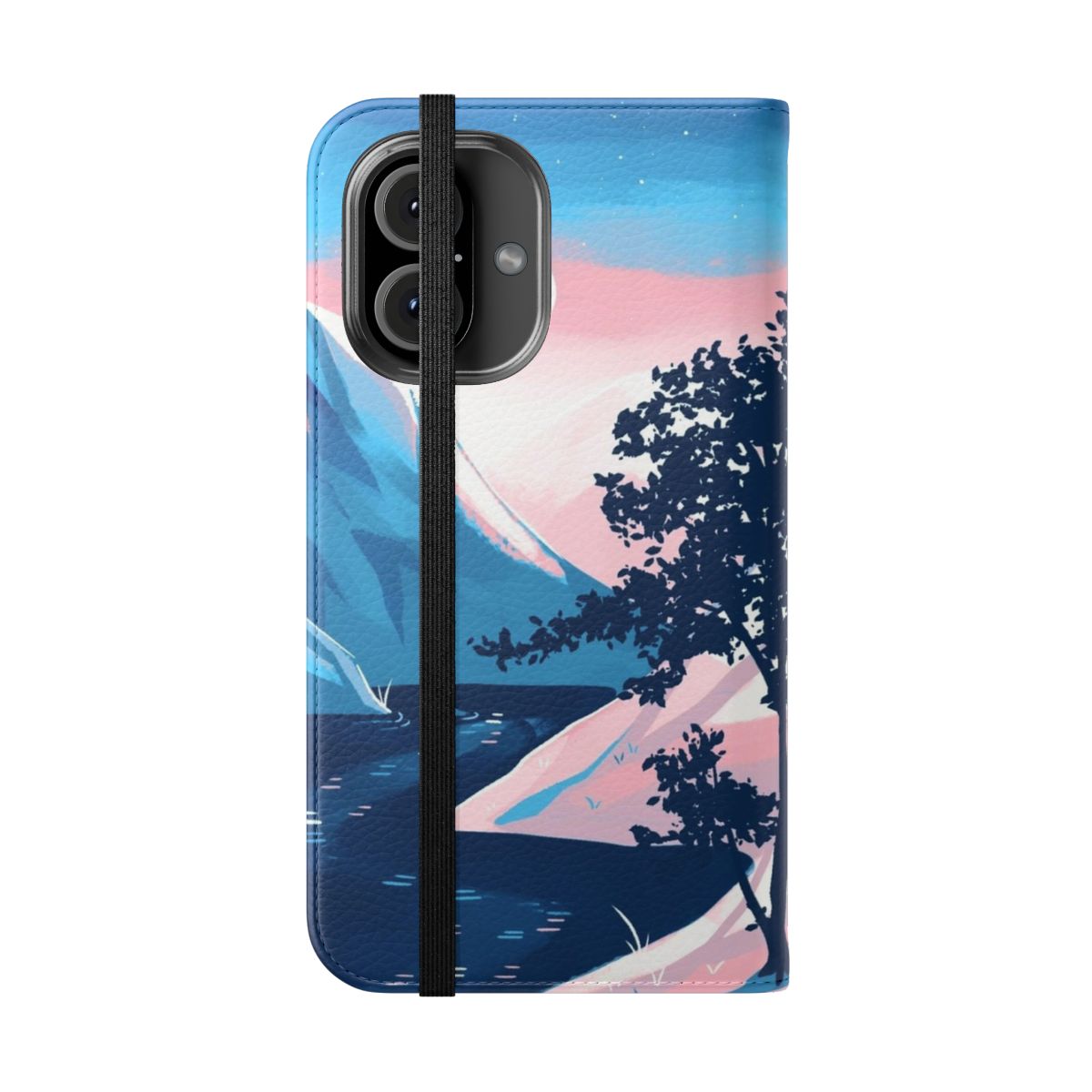 Vibrant transgender pride flag mountain design phone case cover - Folded Front