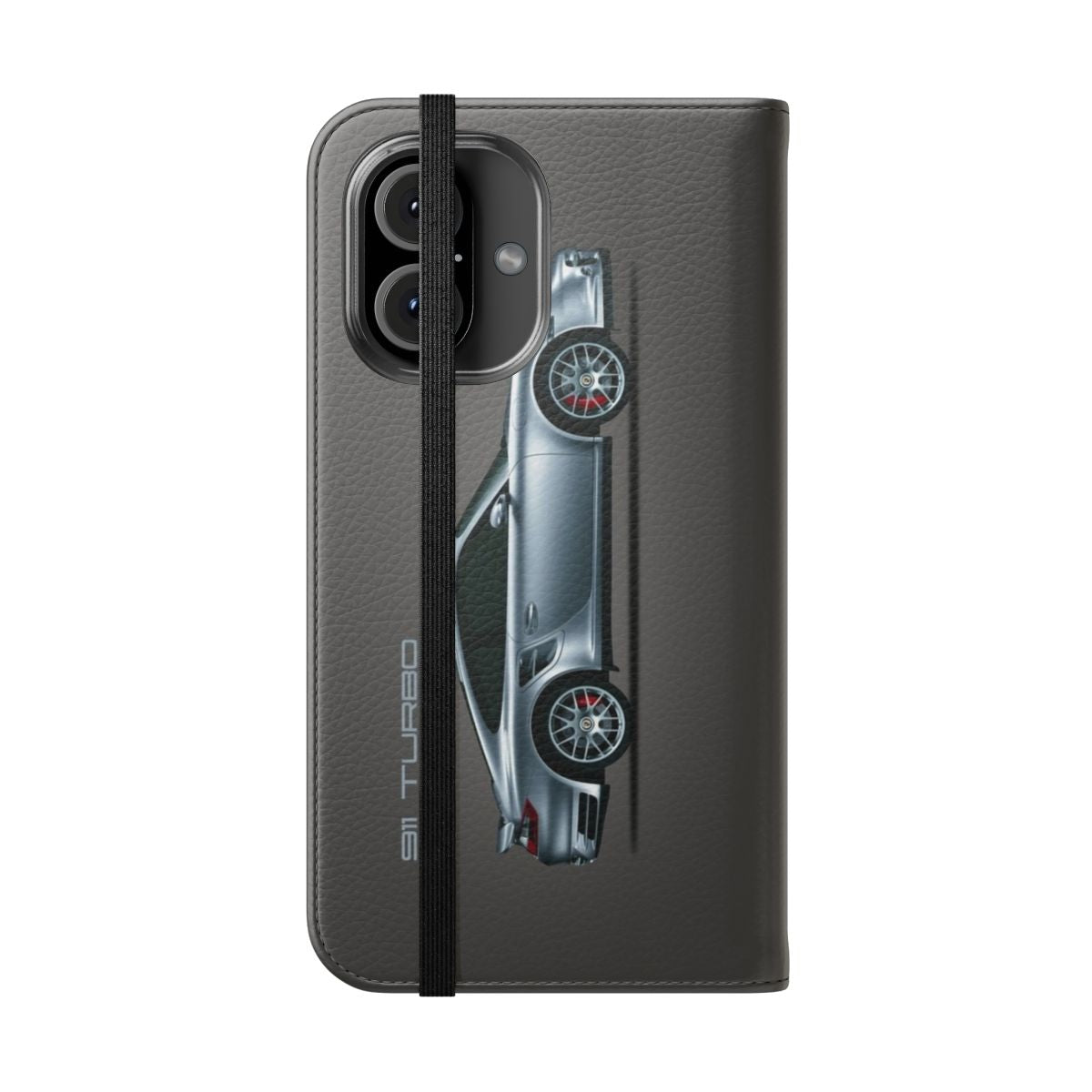 Turbo flip cover phone case with 911 Turbo design - Folded Front