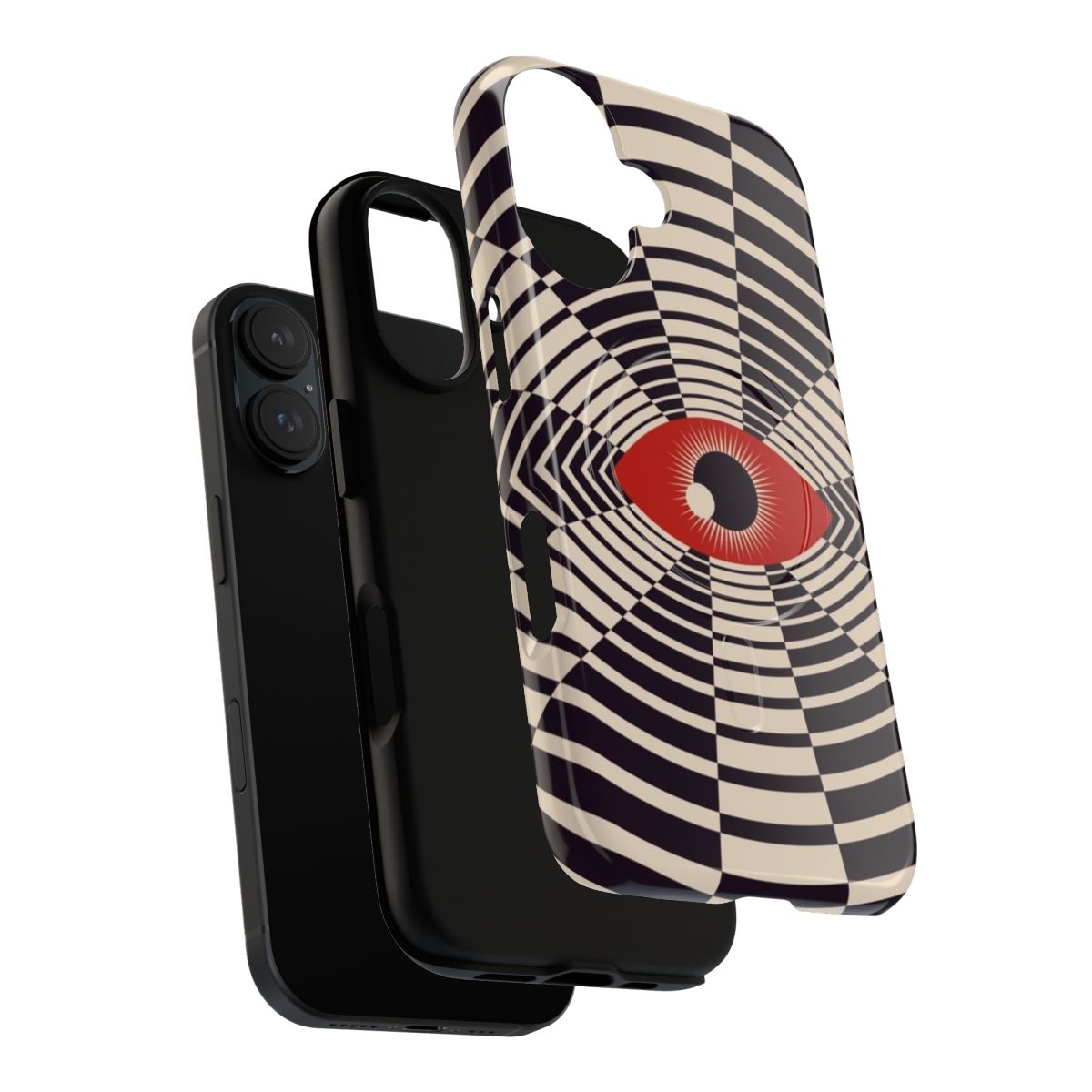 Psychedelic phone case with a bold, minimalist eyeball graphic design - Layers