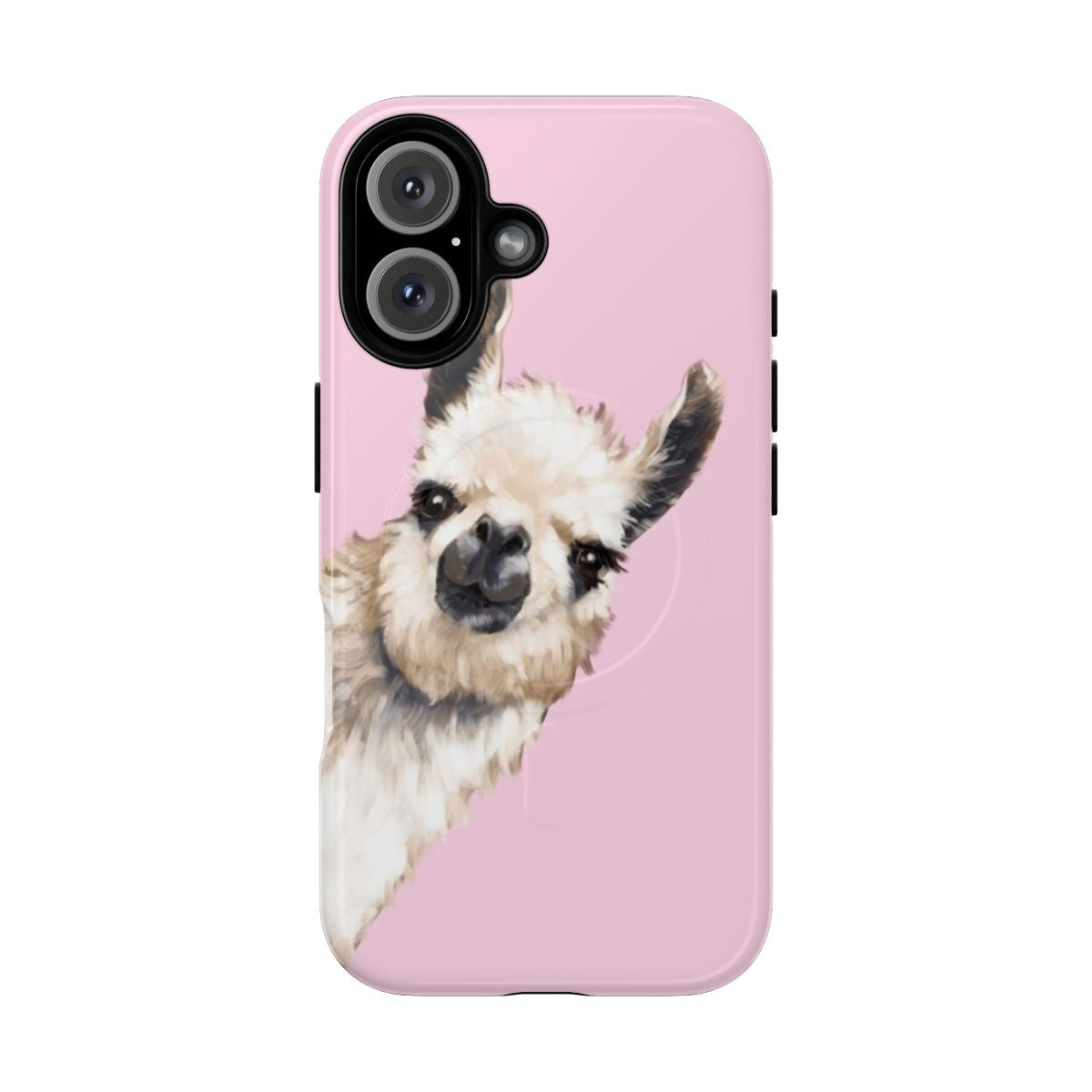 Magnetic protective phone case featuring a cute llama design