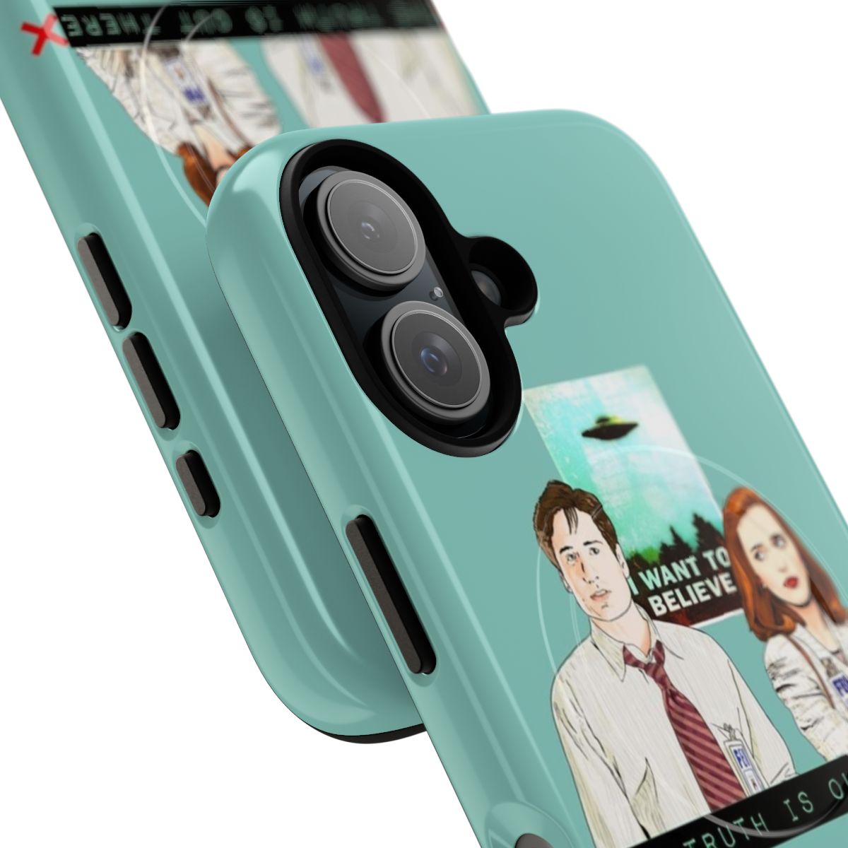 Stylish phone case featuring the iconic "The Truth Is Out There" design from The X-Files TV series. - Detail