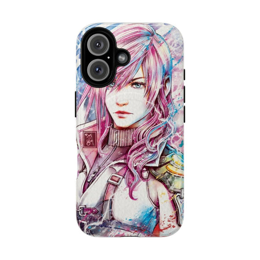 Premium phone case featuring the iconic character Lightning Farron from the Final Fantasy video game series