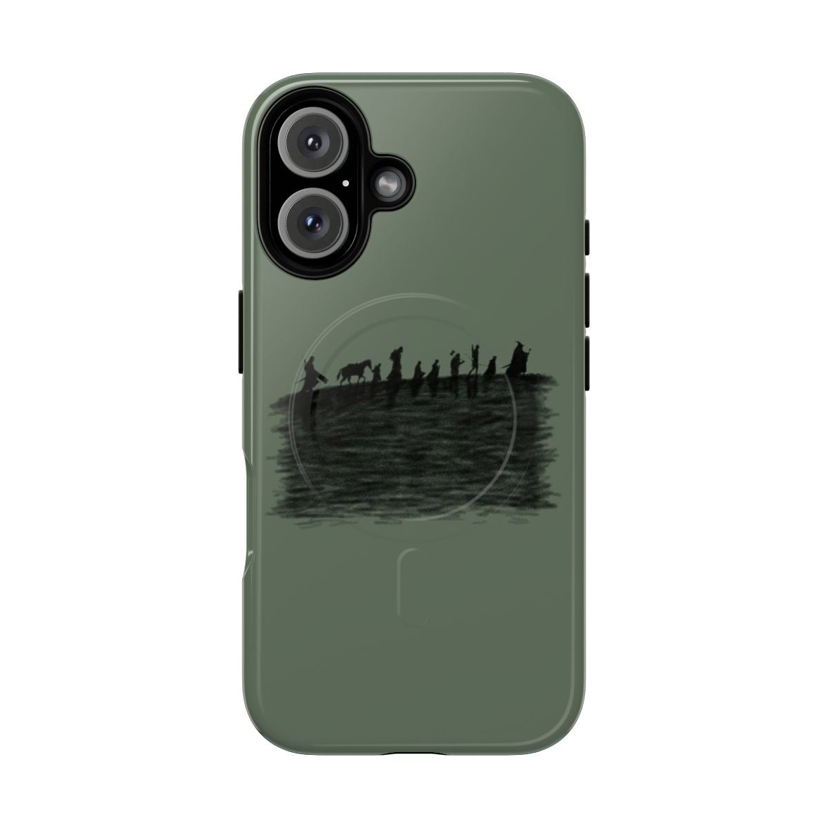 Magnetic tough phone case featuring fantasy adventure silhouette designs