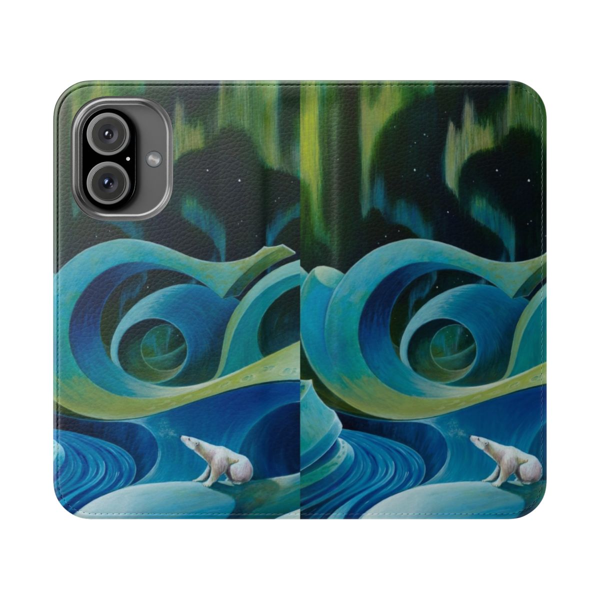 Polar bear phone case cover in winter landscape