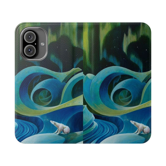 Polar bear phone case cover in winter landscape