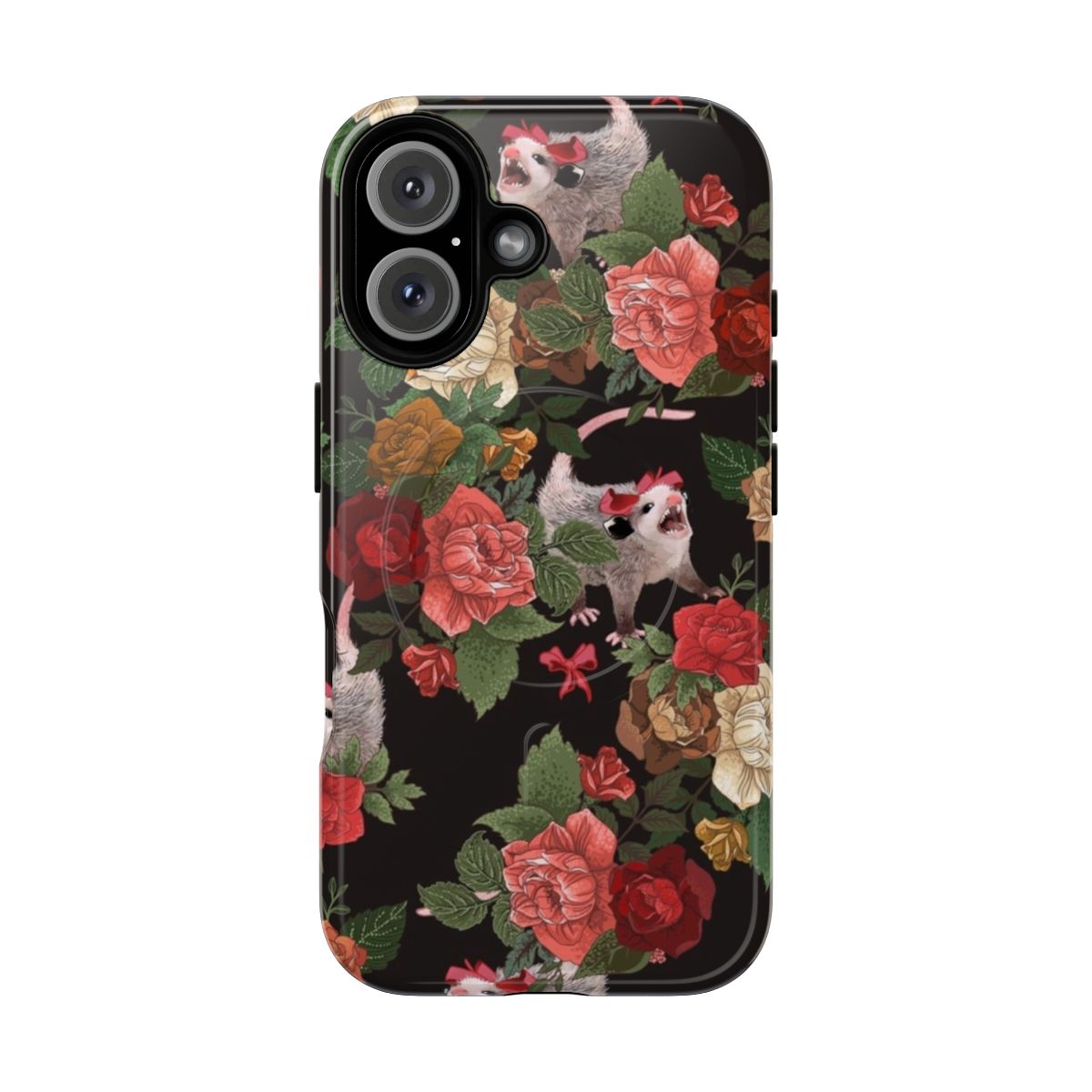 Opossum Floral Pattern Magnetic Tough Phone Case