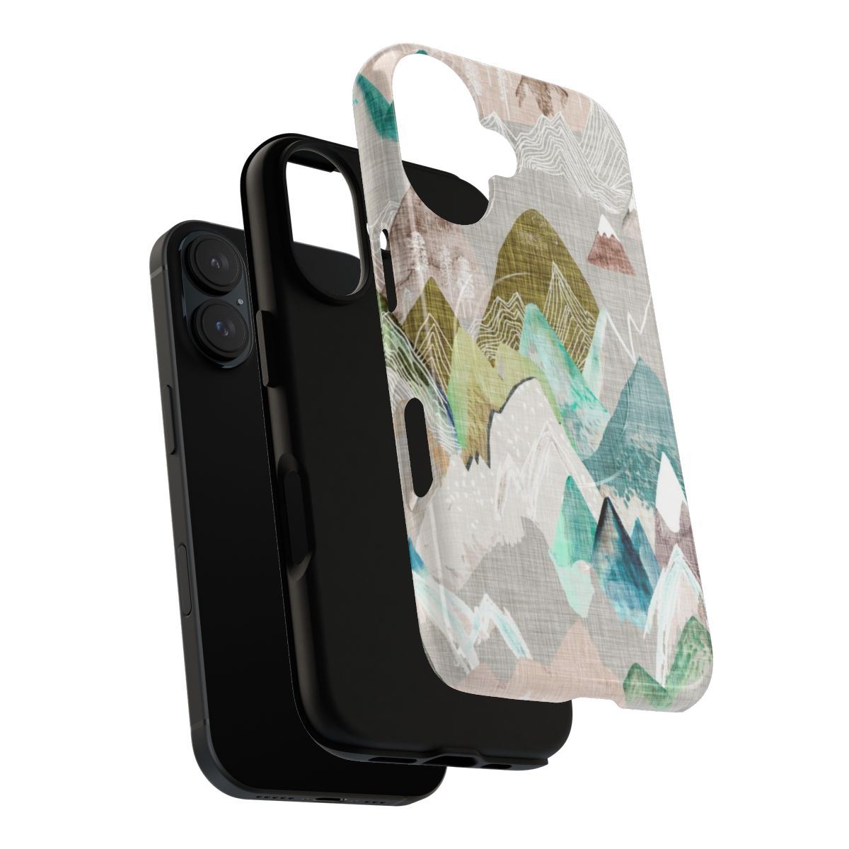 Misty mountain landscape phone case with magnetic closure - Layers