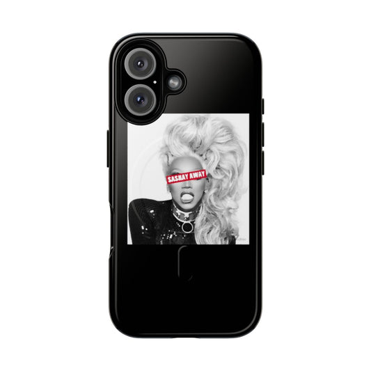 A durable magnetic phone case featuring a design inspired by RuPaul's iconic catchphrases and the world of drag.