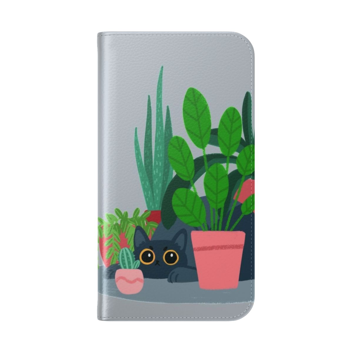 Vibrant floral and black cat phone case - Folded Back