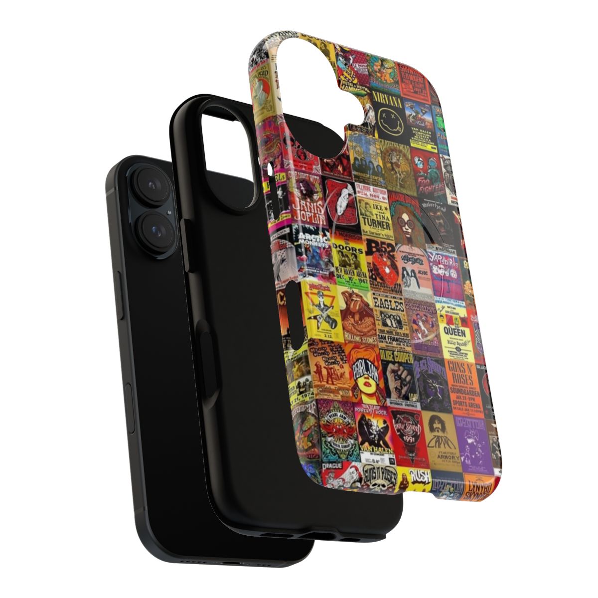 Rock band-themed magnetic phone case featuring a retro design - Layers