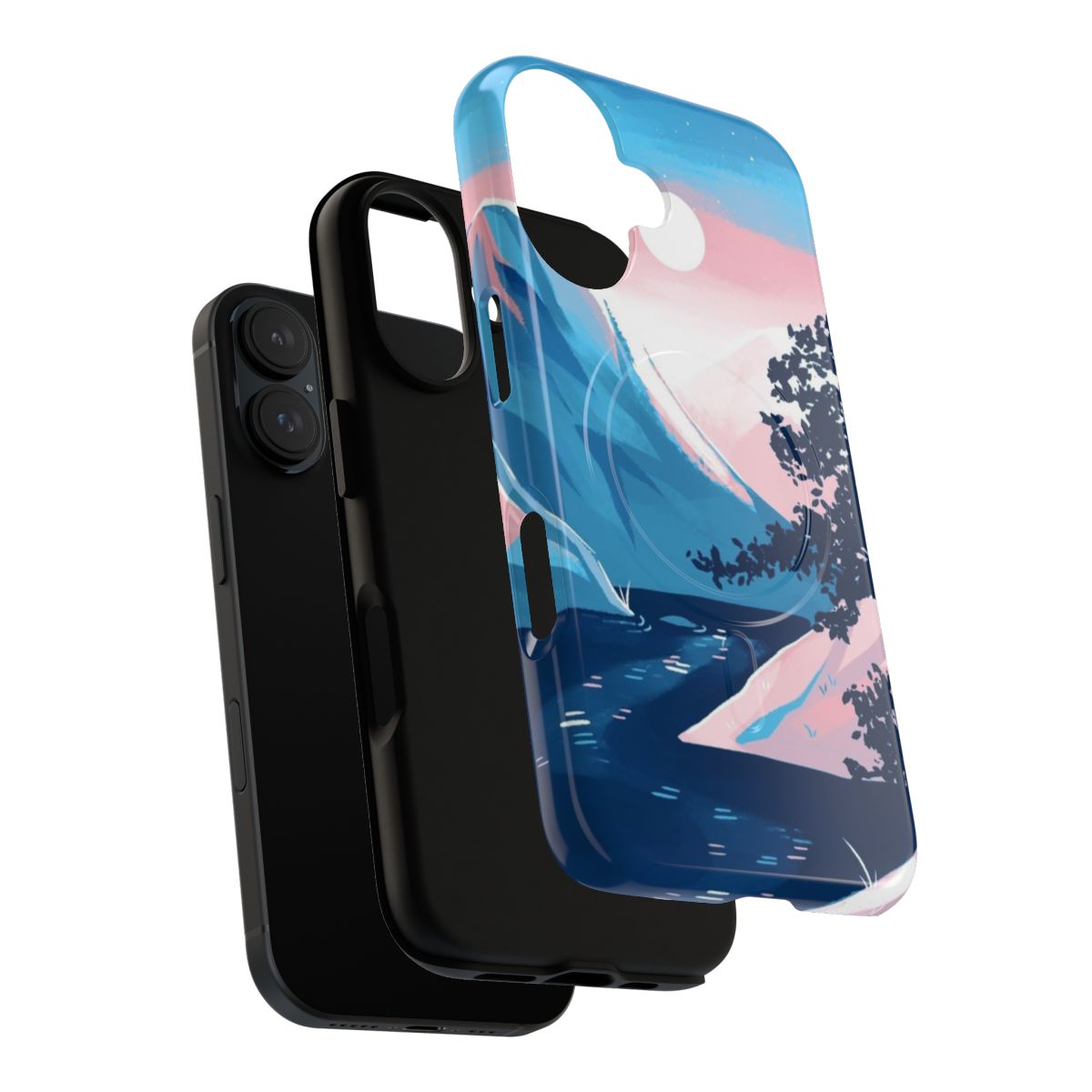 Transgender pride flag mountain landscape phone case - Layers