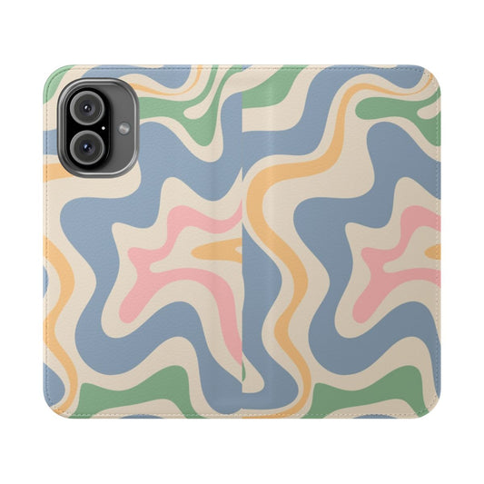 Retro abstract fluid swirl pattern phone case in pastel colors