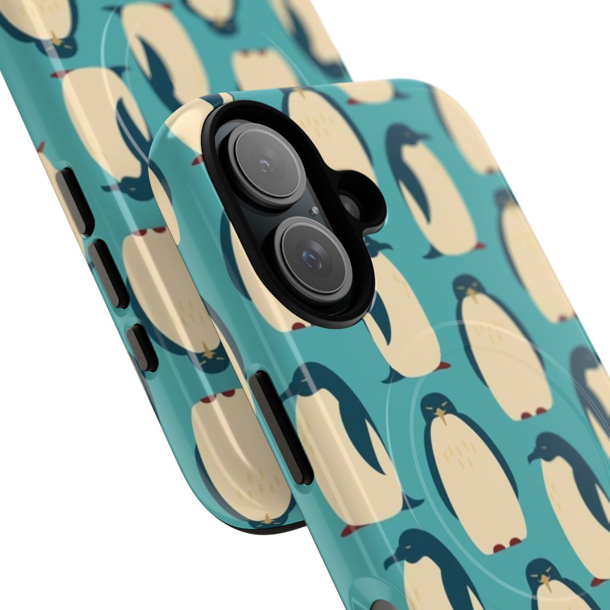 Cozy penguin pattern phone case with magnetic closure - Detail