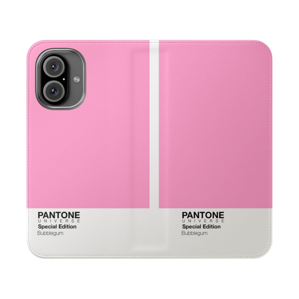 Matte pink and bubblegum-colored flip phone case