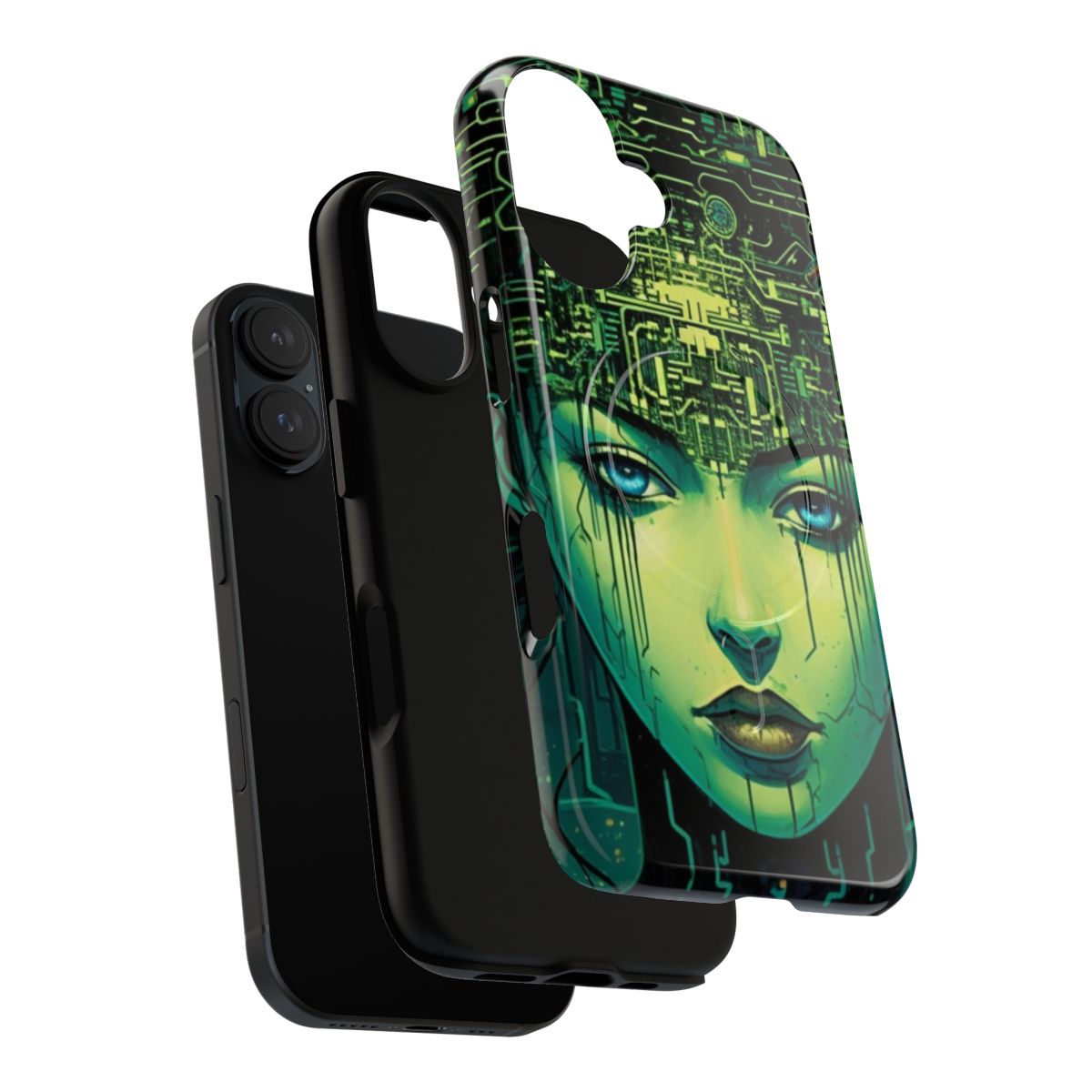 Shodan-inspired magnetic tough phone case with sci-fi and anime-style graphics - Layers