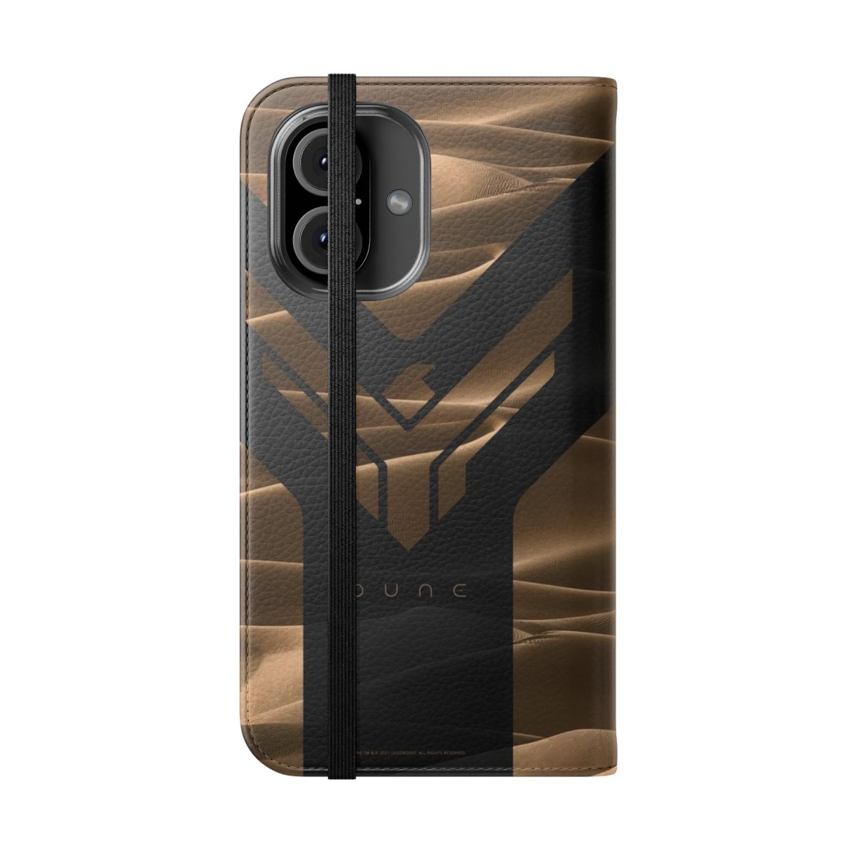 Artistic flip phone case with a Dune-inspired design - Folded Front