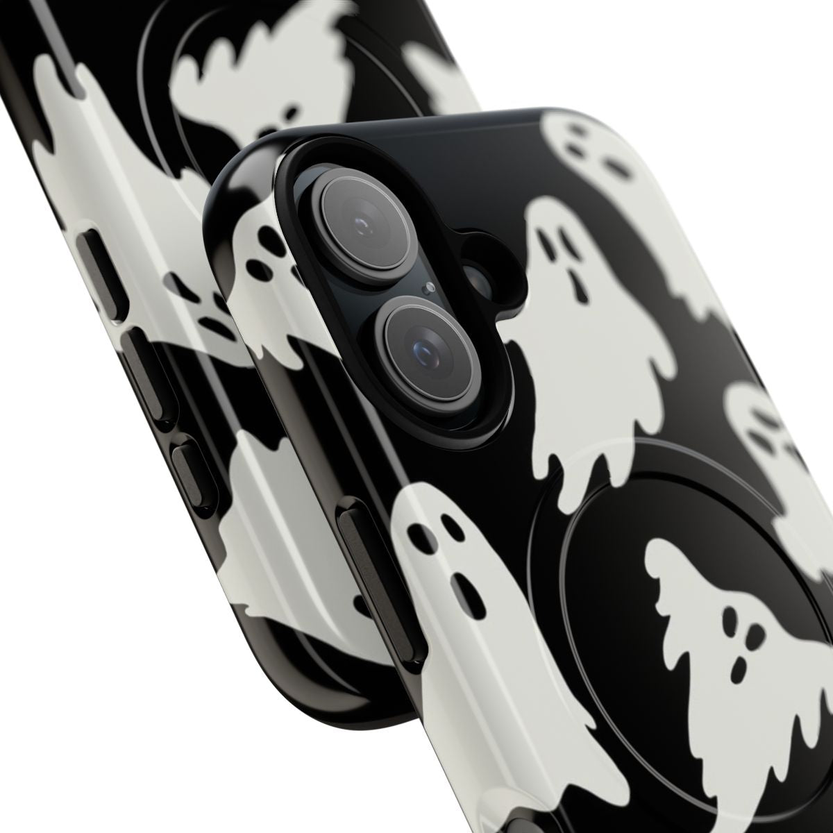 Artistic orange ghost design phone case with a spooky, alternative style - Detail