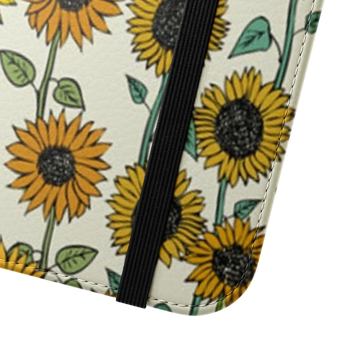 Vibrant sunflower phone case with a painted floral design - Close Up