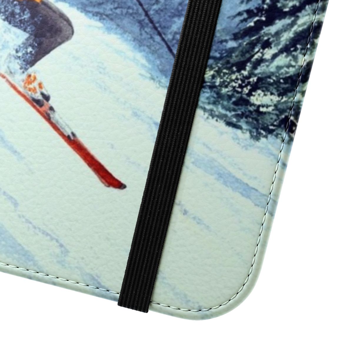 Skiing-Inspired Flip Cover Phone Case - Close Up