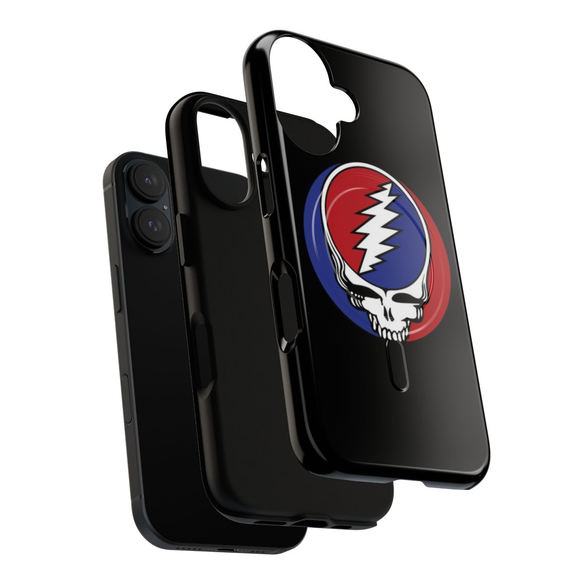 Colorful phone case with a skull and skeleton design inspired by the Grateful Dead band. - Layers