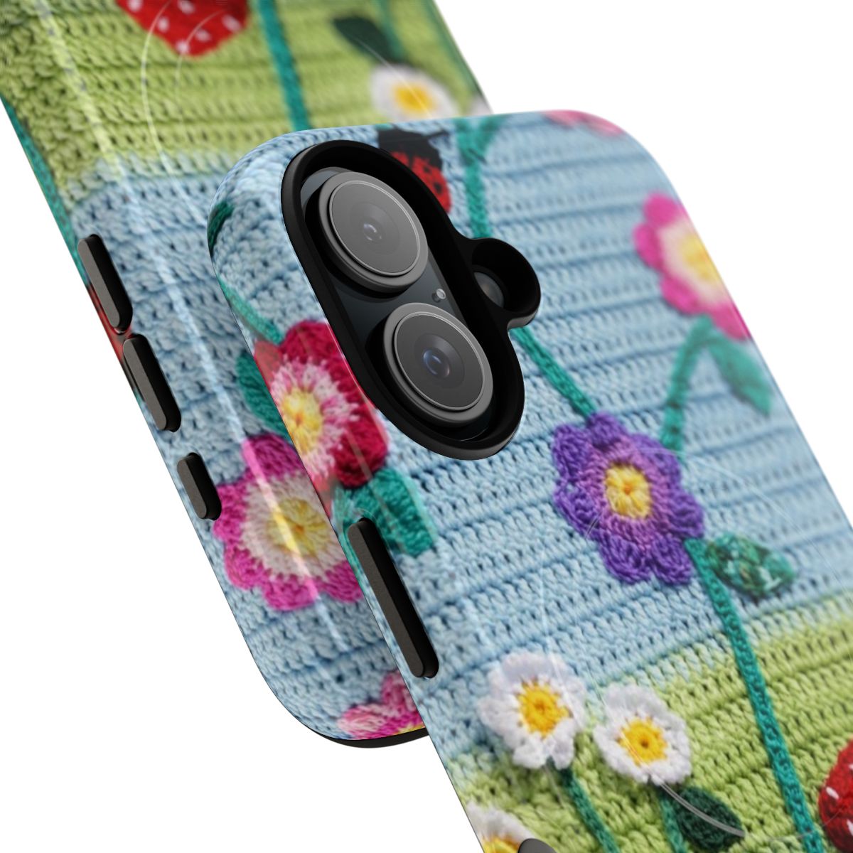 Colorful magnetic phone case with toadstool and mushroom design - Detail