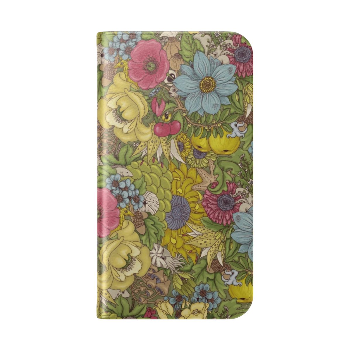 Colorful floral and nature themed flip phone case - Folded Back