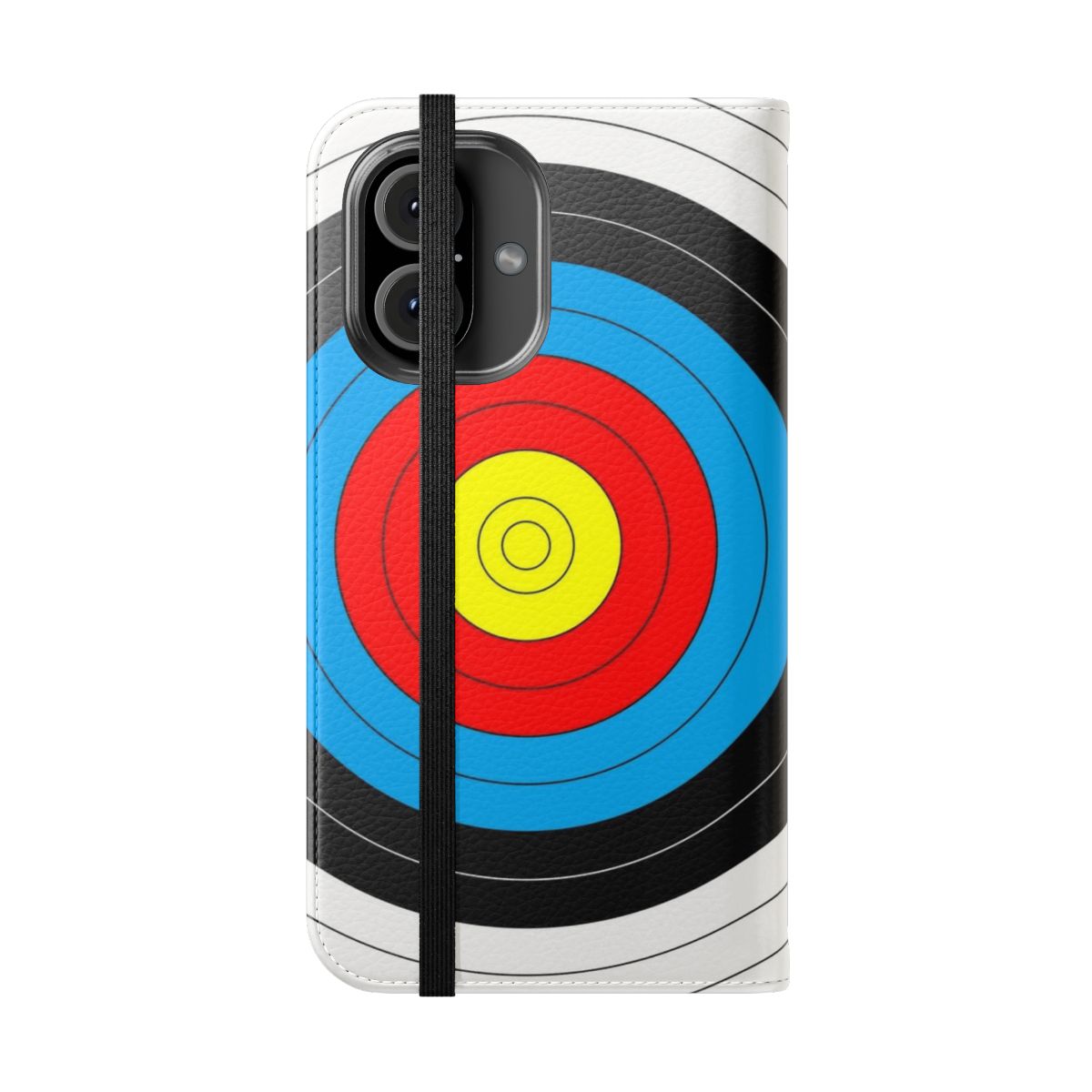 Archery target-themed phone case with flip cover design - Folded Front