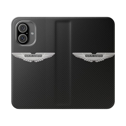 Aston Martin inspired carbon fiber phone case with a sleek and sporty design