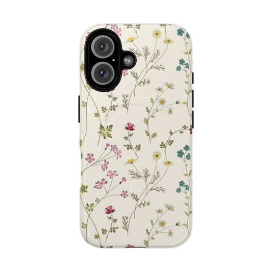 Pressed flowers encased in a magnetic, tough phone case