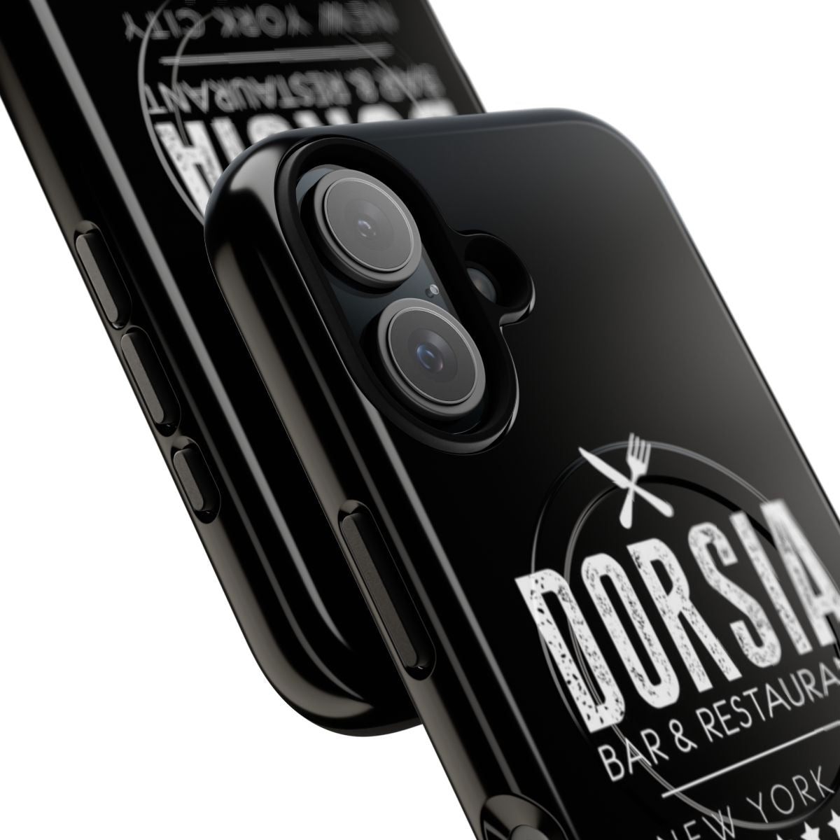 Patrick Bateman inspired phone case with Dorsia bar design - Detail