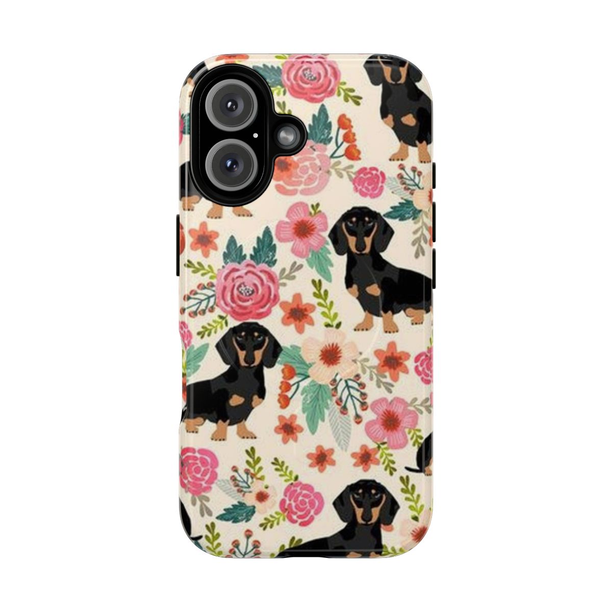 Dachshund dog surrounded by flowers on a magnetic tough phone case