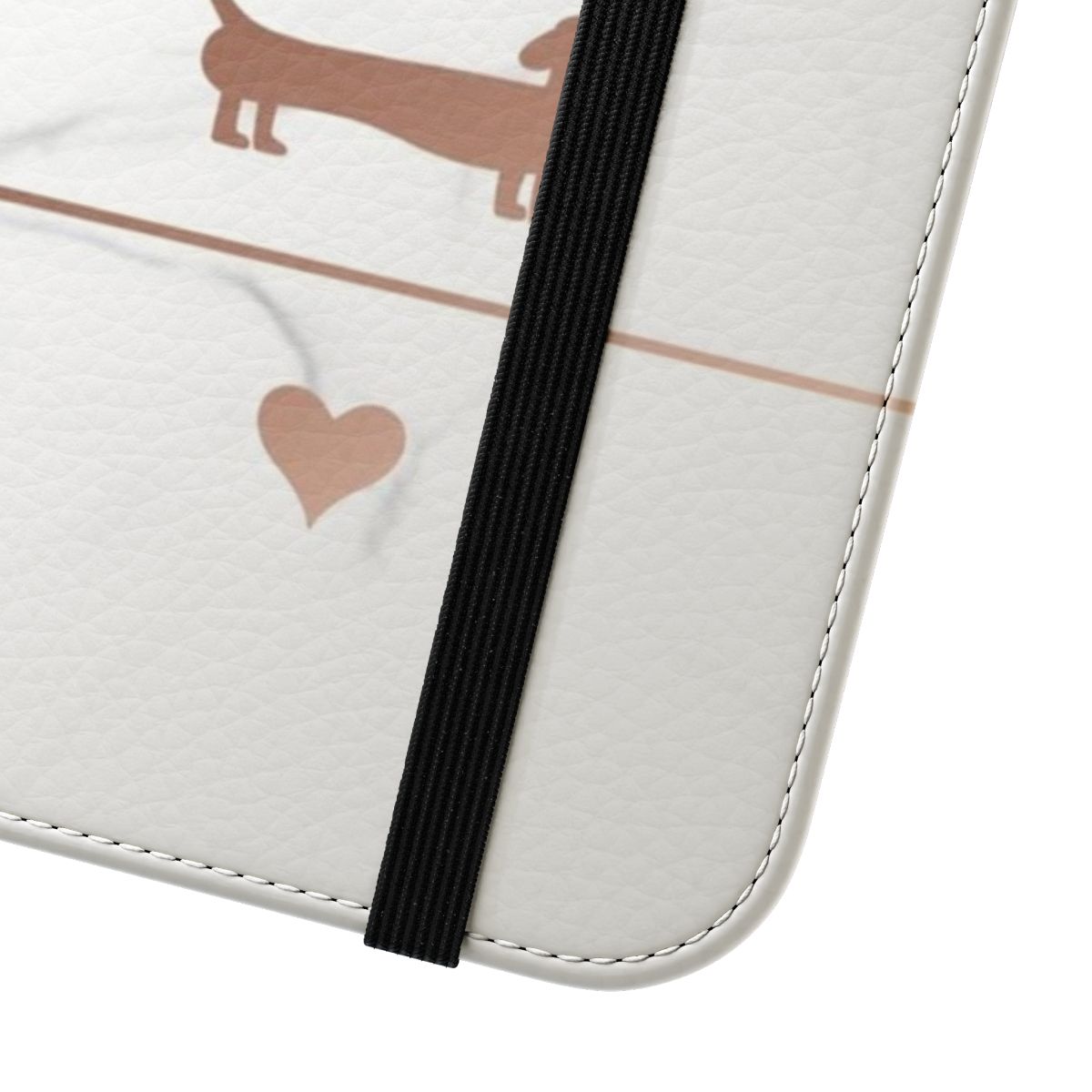 Rose gold and marble dachshund phone case with a cute, minimalist design - Close Up