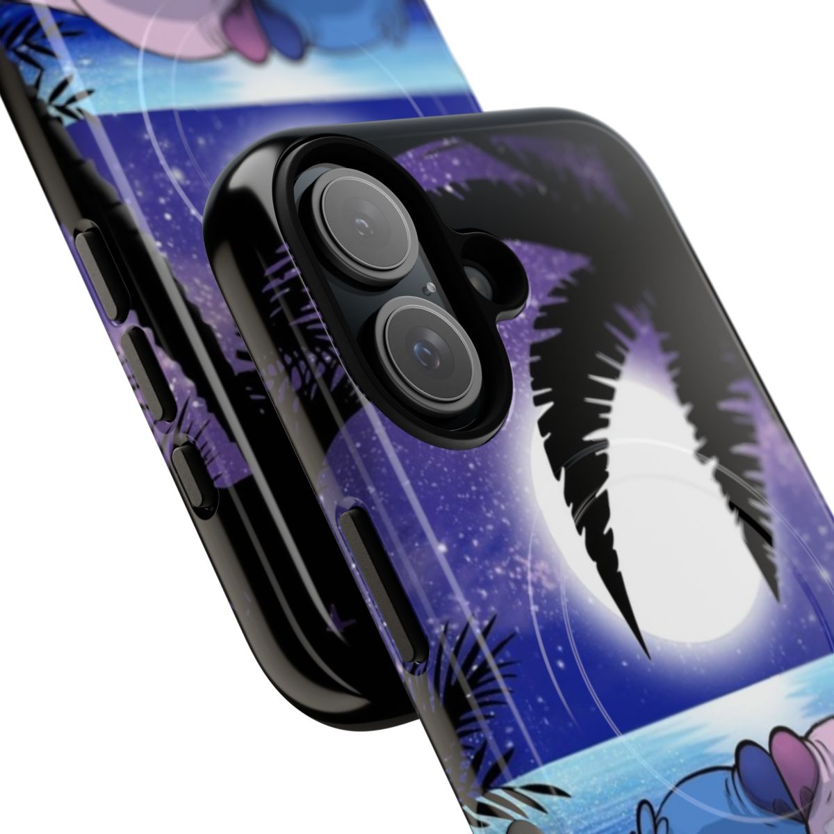 Magnetic tough phone case with Aloha-themed design featuring characters from the popular movie Lilo & Stitch. - Detail