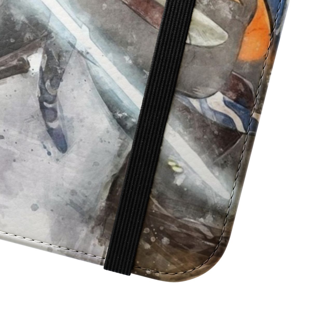 Ahsoka Tano-inspired watercolor art on a flip cover phone case - Close Up