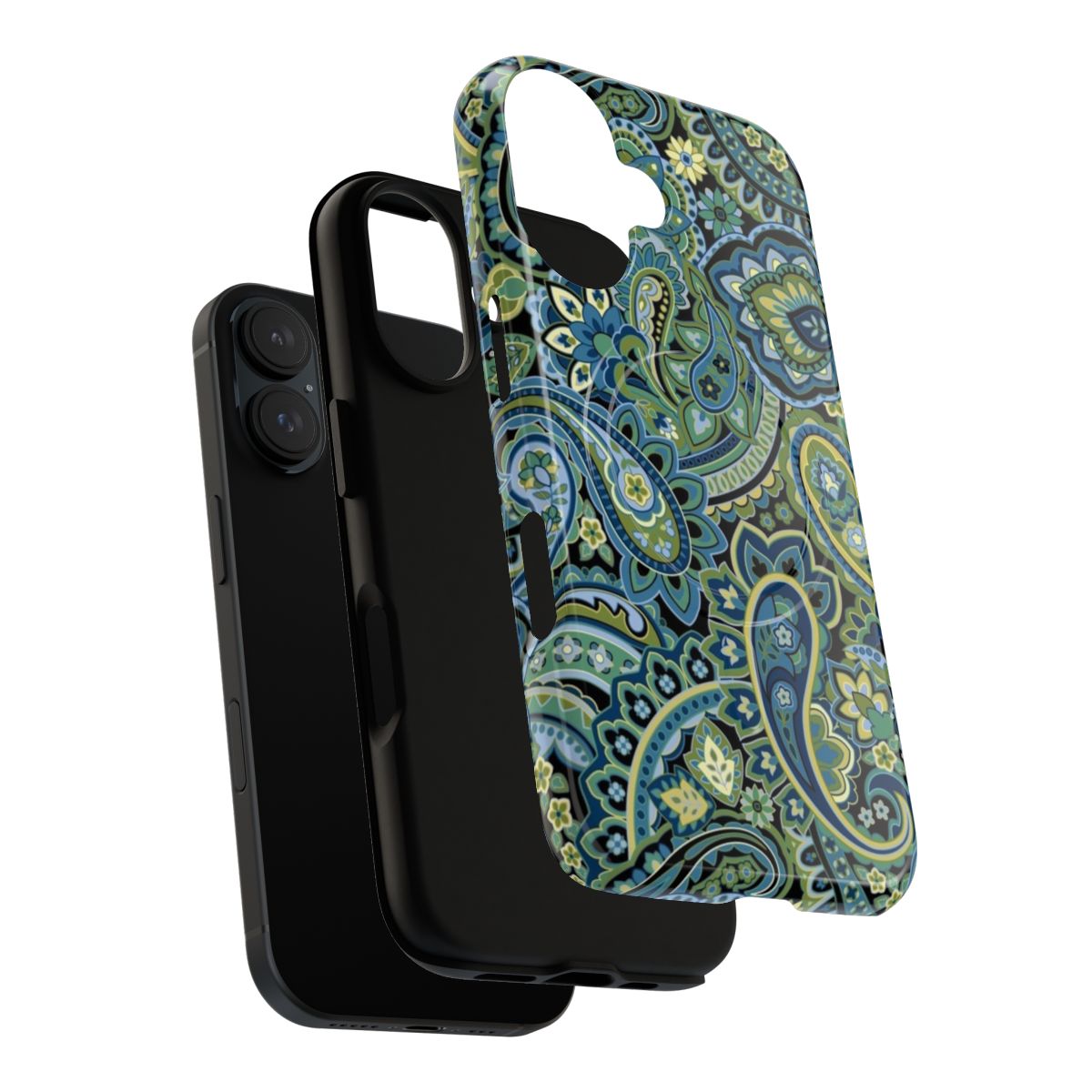 Paisley Forest Green Magnetic Tough Phone Case - Layers