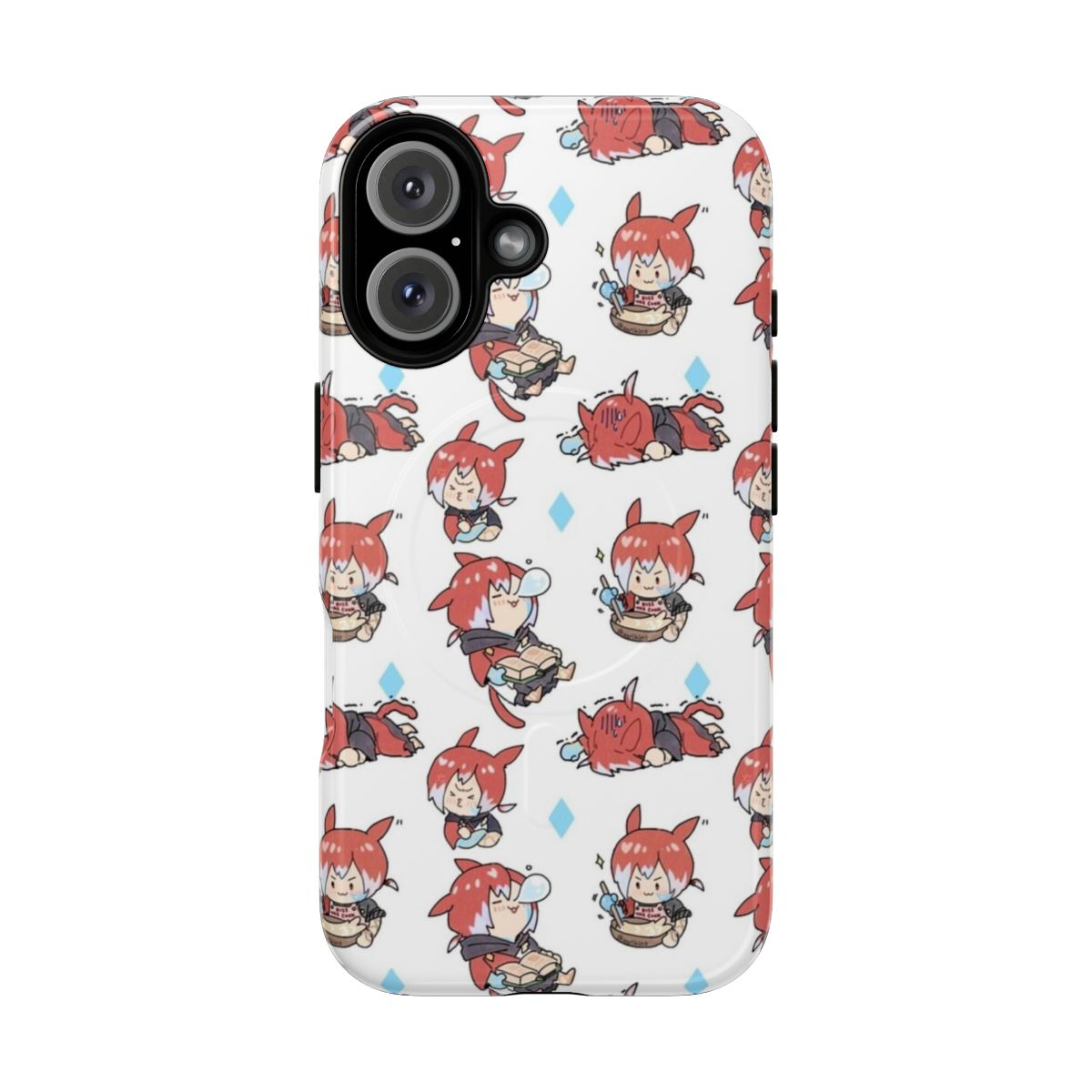 Magnetic phone case featuring a chibi-style illustration of the Crystal Exarch from Final Fantasy XIV.