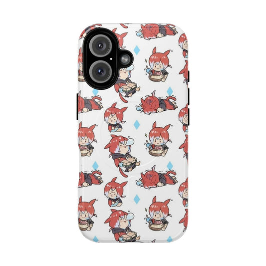 Magnetic phone case featuring a chibi-style illustration of the Crystal Exarch from Final Fantasy XIV.