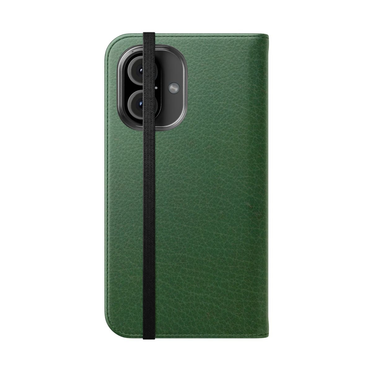 Emerald green leather phone case with premium texture and design - Folded Front