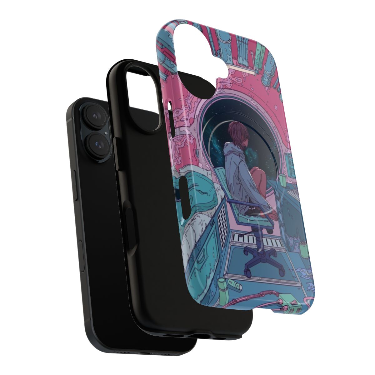 Capsule Apartment-themed magnetic tough phone case with sci-fi design elements - Layers