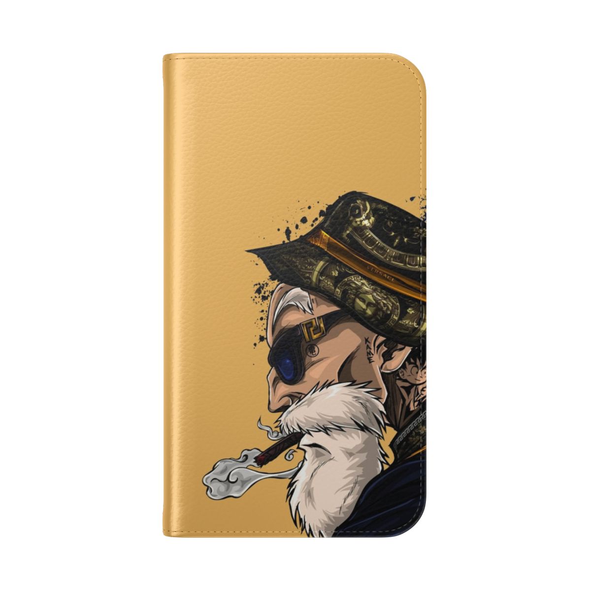 Master Roshi-themed phone case cover with a flip design - Folded Back