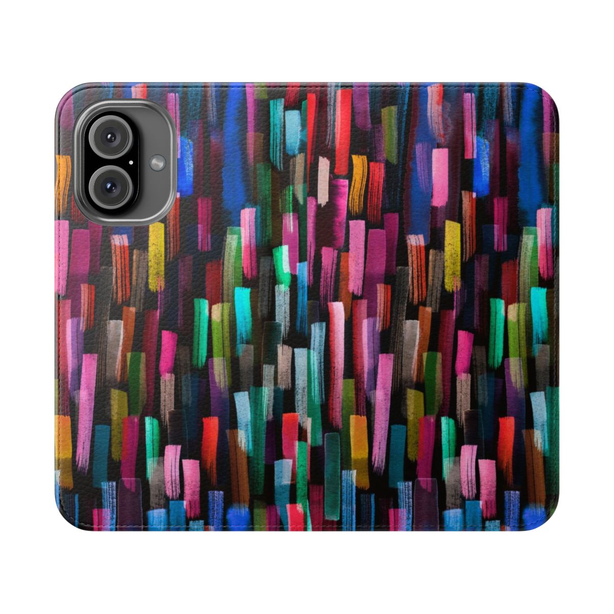 Multicolored watercolor stripes pattern phone case with an abstract, artistic design