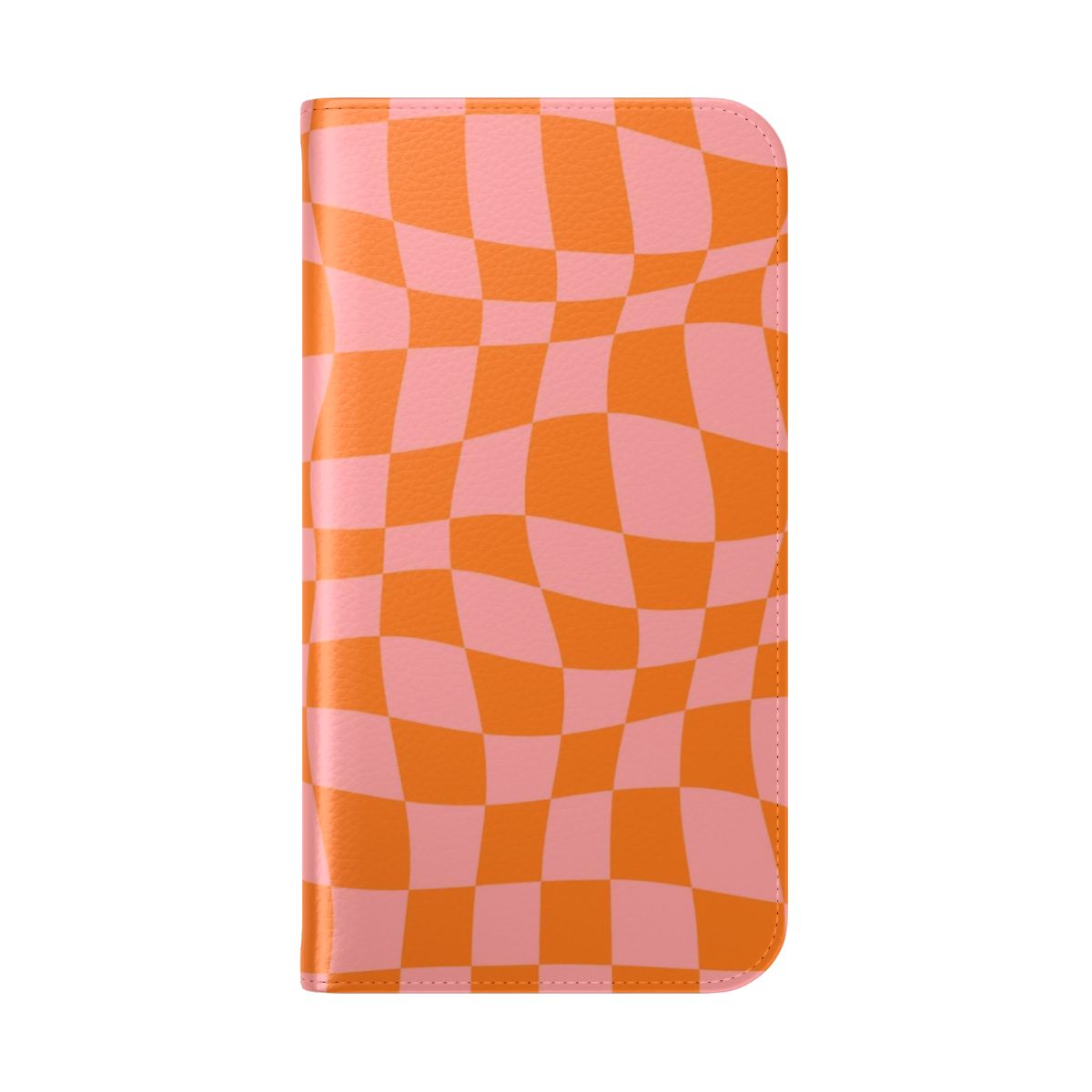 Vibrant and unique checkered pattern design on a handcrafted flip phone case - Folded Back