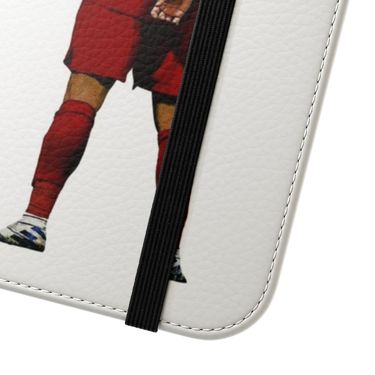 Roberto Firmino celebrating a goal for Liverpool FC, captured on a flip cover phone case - Close Up