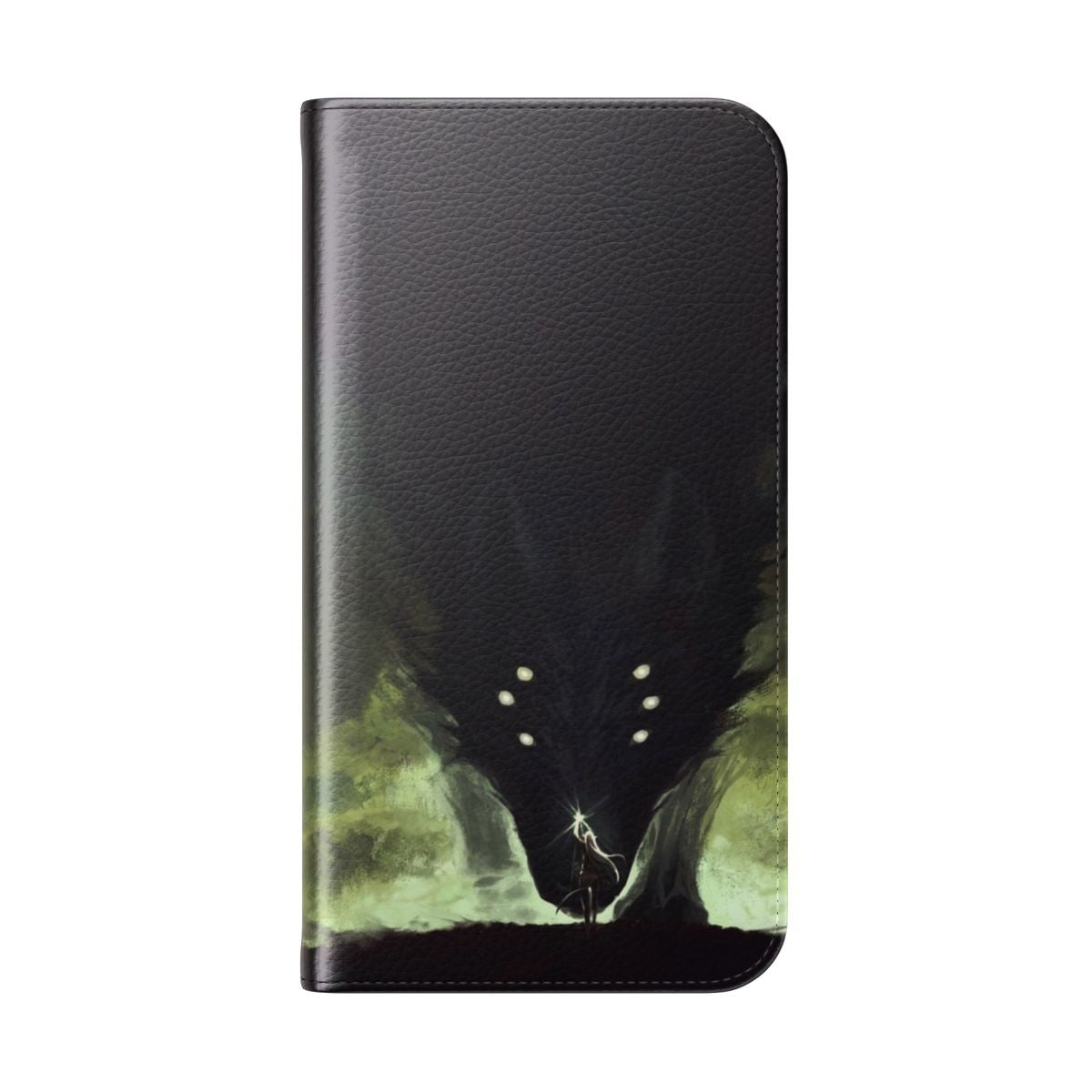 A custom-designed phone case featuring a majestic fantasy beast, suitable for dragon and wolf enthusiasts. - Folded Back