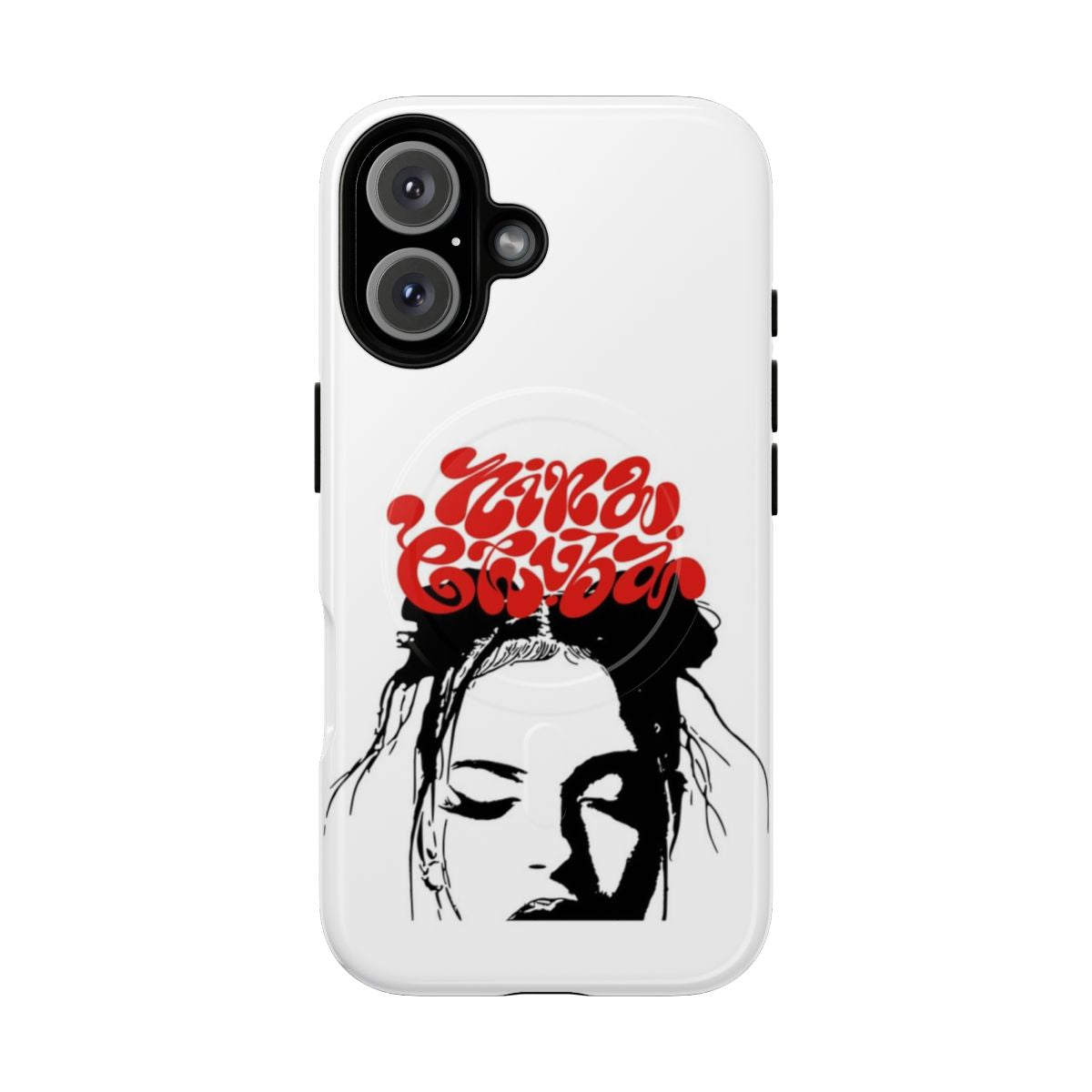 Sunset-themed magnetic tough phone case featuring German singer Nina Chuba.